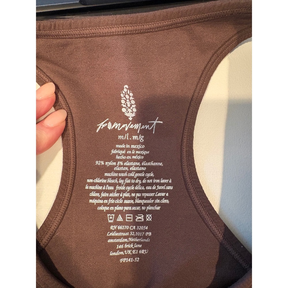 Free People Movement Crop Tank Brown V-Neck Racerback M/L FP141-52 - Picture 3 of 3